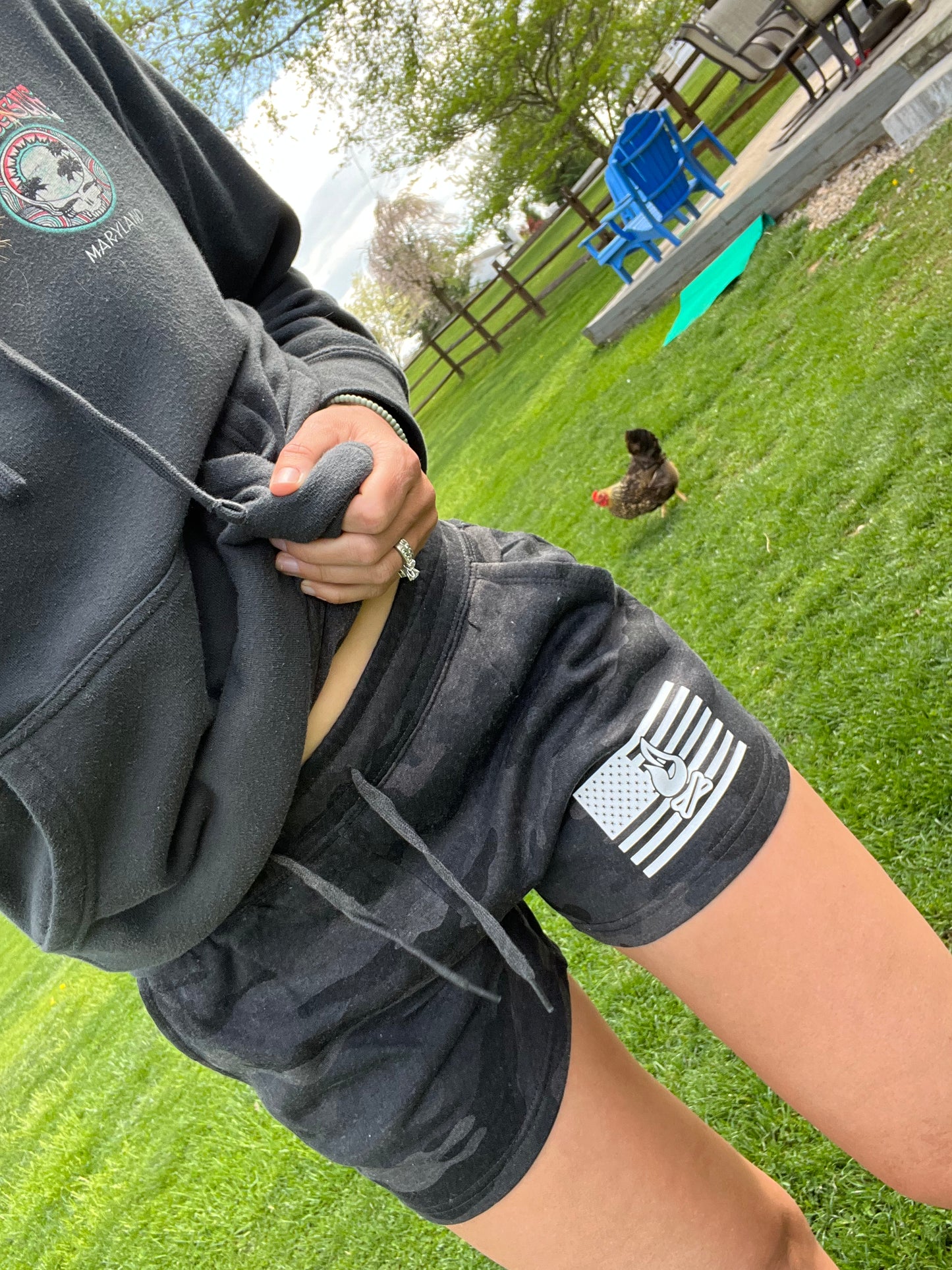 Black Camo Bonfire Flag Shorts