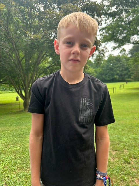 YOUTH Black on Black Distressed Flag Tee