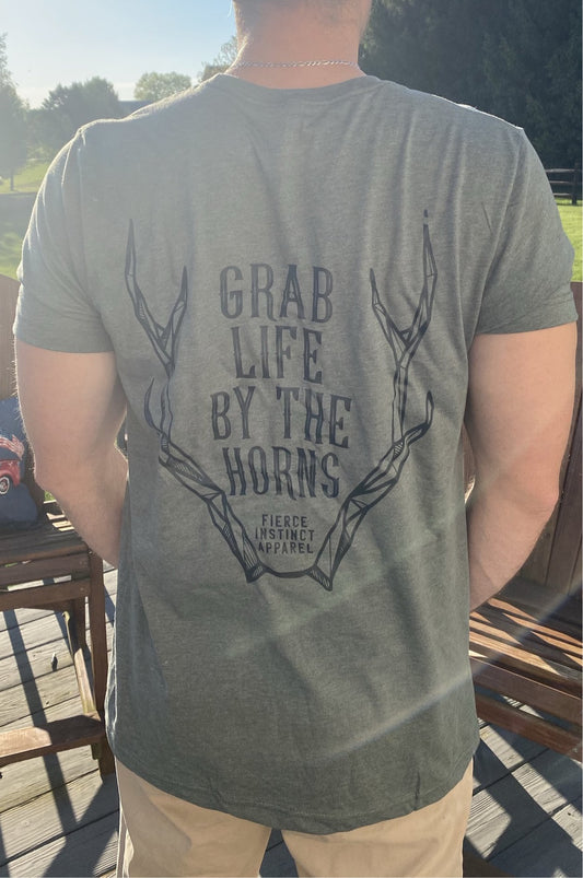 Grab Life By the Horns - Military Green Tee